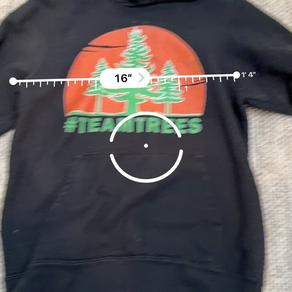 Team Trees Eco-Friendly Black Hoodie with Green and Orange Tree Design - Picture 3 of 4